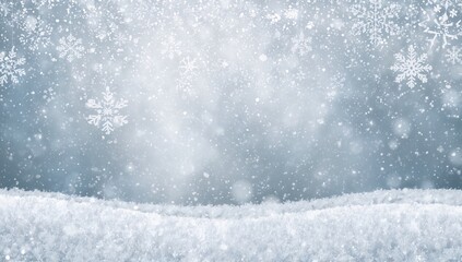 Silver Abstract Panorama Featuring Delicate Snowflakes in a Frosty Setting