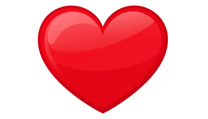 Glossy red heart shape with a subtle dark outline, on a black background