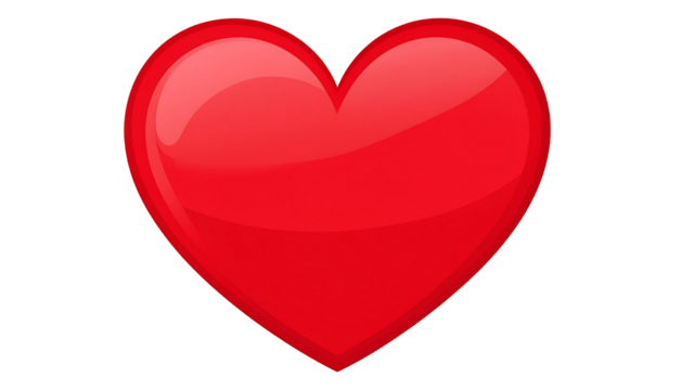 Glossy red heart shape with a subtle dark outline, on a black background