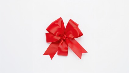 Isolated red ribbon bow on a white surface