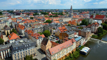 Obraz premium city ​​architecture europe drone flyover old town Opole Poland