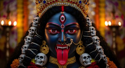  maa Kali face divine Kali portrait,  Kali puja is a famous religious in Indian  ,