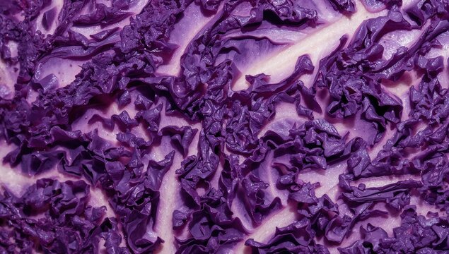 Close-up view of the surface details of a purple cabbage - Powered by Adobe