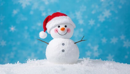 Fototapeta premium Frosty figure on a solid azure backdrop, separated