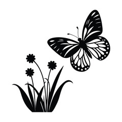 Butterfly landing on flower in spring meadow gentle nature