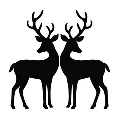 Deer pair with heart between antlers Valentine wildlife concept silhouette