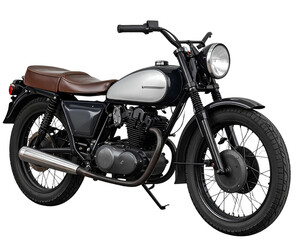 Sat Classic Vintage Motorcycle Side View, isolated on transparent background.