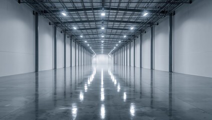Inside a contemporary storage facility, spotless and vacant