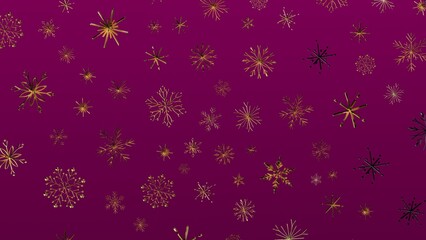 Stunning abstract gold snowflakes falling against a deep burgundy backdrop, perfect for festive winter themed visuals. Ideal for holiday designs