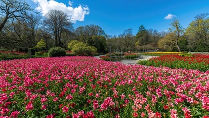 Obraz premium Ocean of flowers - botanical garden view