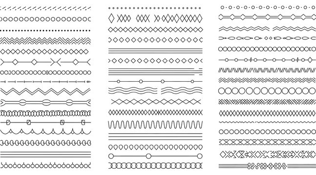 Vector art of collection of decorative line designs, featuring various patterns and styles, perfect for adding a touch of elegance and detail to any creative project
