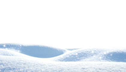 Snowy landscape with gently rolling hills covered in white snow against a stark black background above