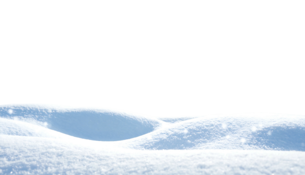 Snowy landscape with gently rolling hills covered in white snow against a stark black background above