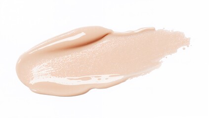 Fototapeta premium Isolated White Cosmetic Cream on Plain Background with Tear-Shaped Skin Tone CC Cream and Lip Gloss Smear
