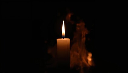 Festive glow of candles against a dark fiery backdrop