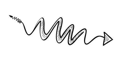 Doodle spiral arrows icon. Design quirky twist zigzag line, spring coil, curve wave. Vector illustration .icon
