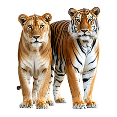 Naklejka premium Lion, tiger png clipart, female wildlife animal on transparent background