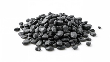 Stack of Dark Rocks Against a White Background