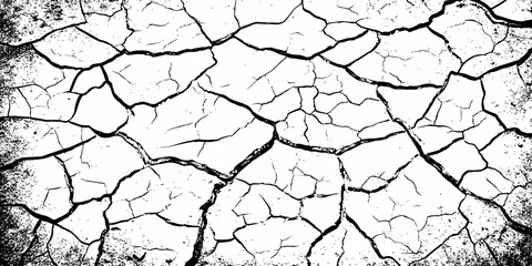 Black and white texture of cracked and abstract grunge texture effect old concrete faded wall dry surface patterns background.
