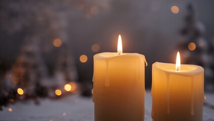 Candles with an out-of-focus backdrop