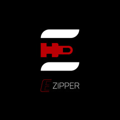 letter e zipper shapes logo design