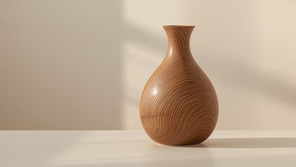 A single wooden vase carved from oak