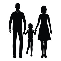 Family silhouette of man woman and child walking together vector illustration