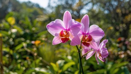 Exotic Thai Orchid Display in a Botanical Garden