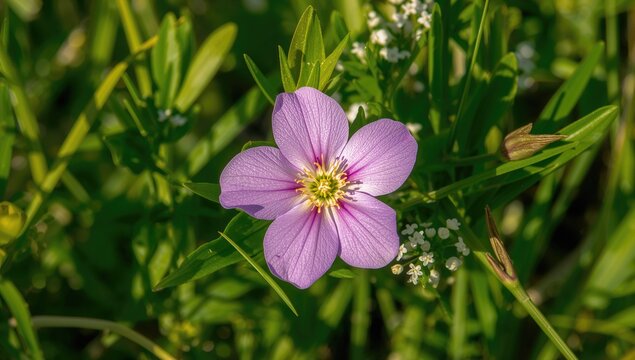 Purple Phuang Khram Blossom Against a Green Backdrop in a Summer Garden