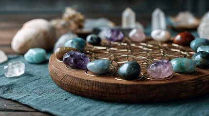 Artistic Amethyst and Rose Quartz Crystal Collection: Handmade Decorative Gemstones for Spiritual Ambience and Bohemian Interior Design