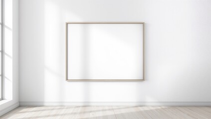 Minimalist interior scene featuring a blank mockup frame