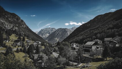 A small settlement nestled in the hills