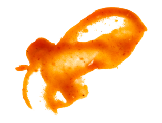 Flying ketchup splash, bright red tomato sauce smear with glossy texture, isolated liquid stain for fast food design, burger and snack advertising, creative culinary concept illustration