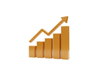 Isolated financial analysis chart showing positive growth trending upward with a golden hue