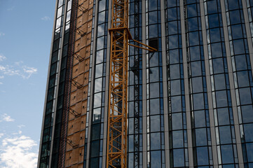 building crane construction close up view