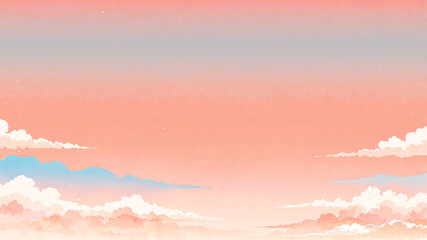 A peaceful sky with soft pink and blue colors, filled with fluffy clouds