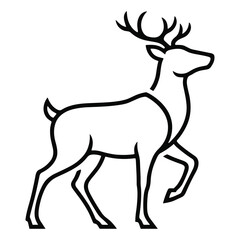 Majestic Deer Stag Line Vector Illustration