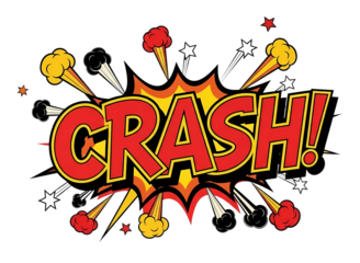 Comic book style crash sound effect isolated on transparent background