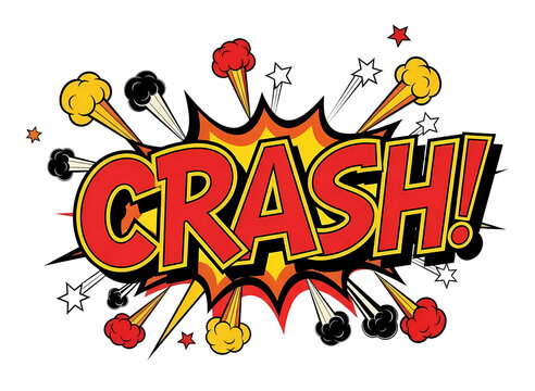 Comic book style crash sound effect isolated on transparent background - Powered by Adobe