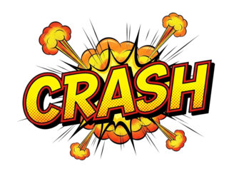 Comic book style crash sound effect isolated on transparent background