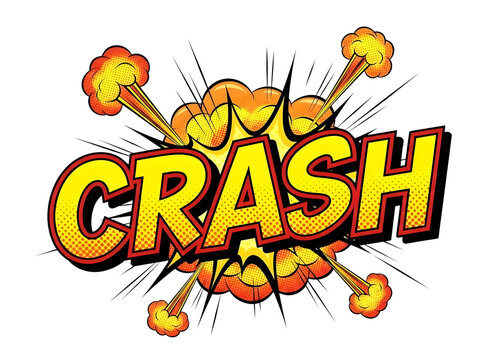 Comic book style crash sound effect isolated on transparent background