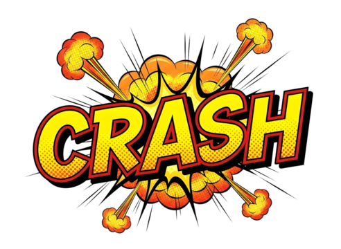 Comic book style crash sound effect isolated on transparent background