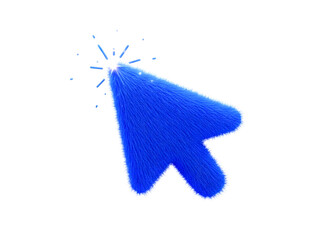 Blue cursor arrow with sparkle effect isolated on transparent background