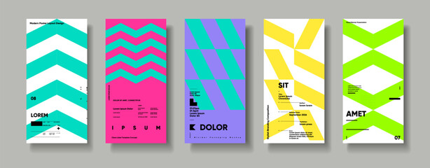 Plakat A collection of minimalist posters with geometric backgrounds and clean typography. The versatile vector patterns are perfect for posters,labels, and backgrounds with excellent text legibility.
