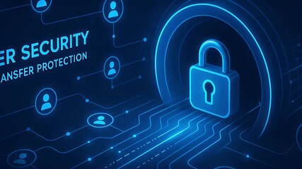 Cyber security data transfer protection lock network digital circuit padlock glowing blue secure connection privacy encryption safe communication network lock padlock encryption shield user safeguard - Powered by Adobe