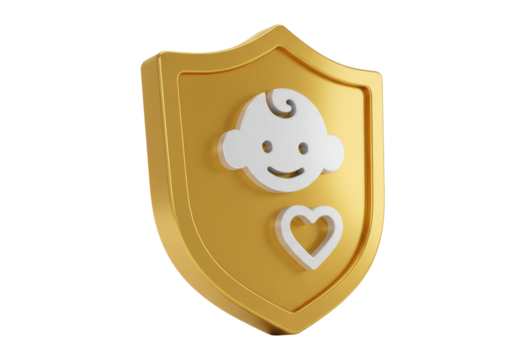 Baby Protection Shield PNG Illustration isolated on Transparent Background Safety and Security for Children Concept - Powered by Adobe