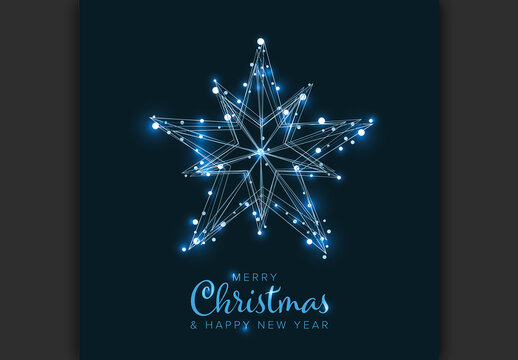 Abstract Glowing Christmas Star Dotted Design with Merry Christmas Text