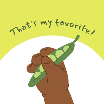 Illustration of black child hand holding peans, perfect for international day, world pulses day, celebrate, greeting card.