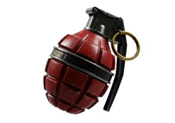 Red grenade PNG illustration isolated on transparent background explosive weapon military equipment war object danger concept design