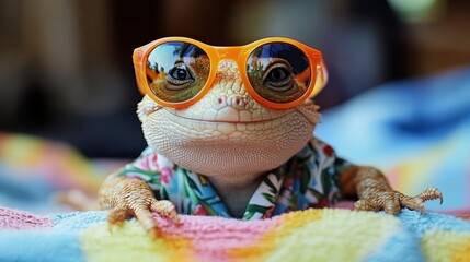 Bearded dragon with sunglasses and shirt cute pet lizard animal reptile vacation summer 90